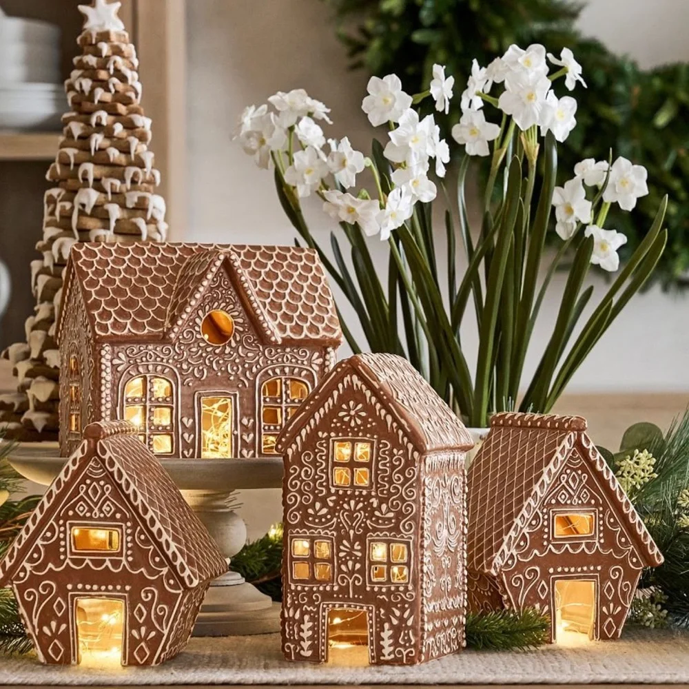 Pottery Barn Gingerbread House Handcrafted Stoneware New With Tag
